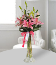 Pink Lilies in Vase